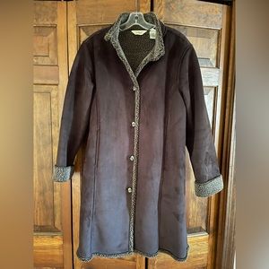 LL Bean Faux Suede Brown Coat